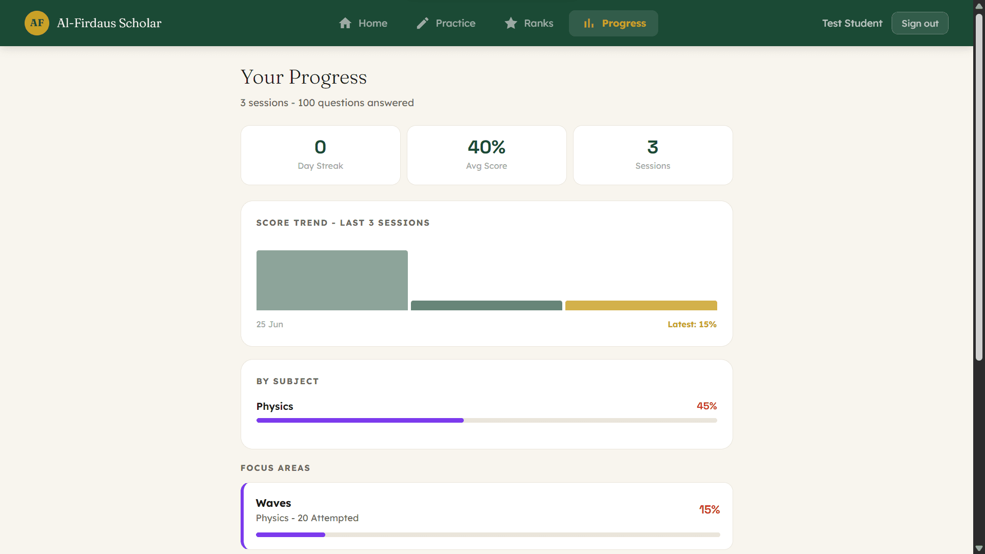 Alfirdaus JAMB Forge Version 1 student leaderboard interface